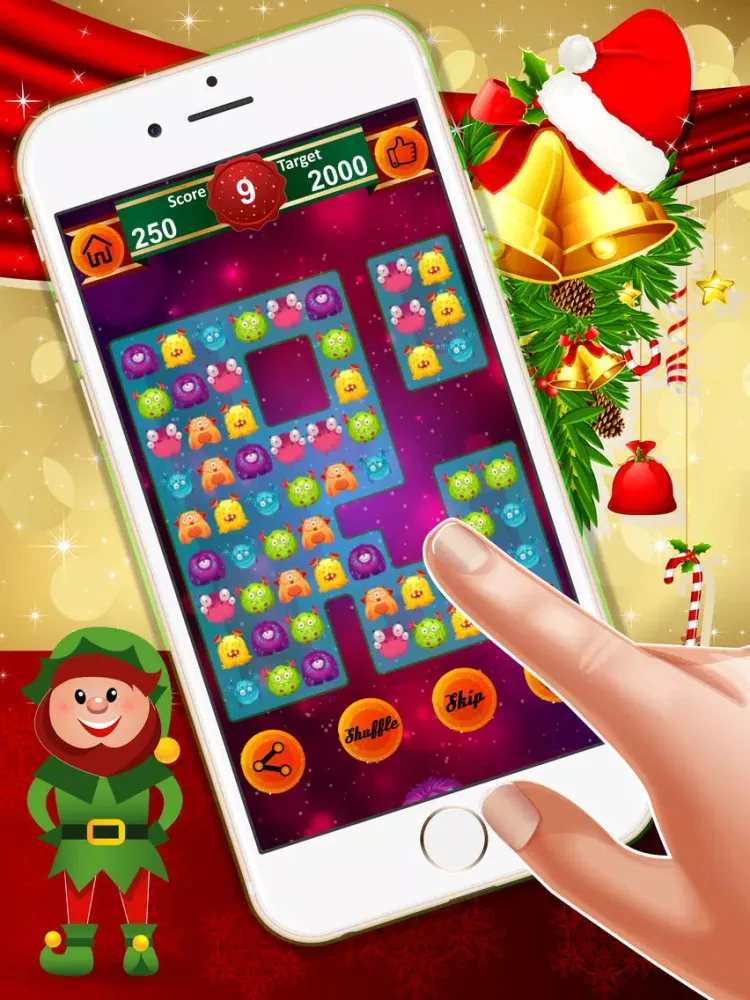 Fluffy Monster match 3 : - A super fun matching game of mighty monsters for Christmas ! iPad  Screenshots