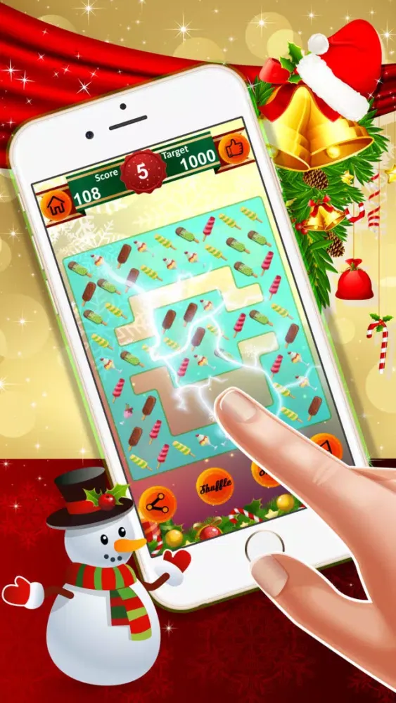 ภาพหน้าจอของ Ice Cream Crush for kids : - A match 3 puzzles for Christmas season