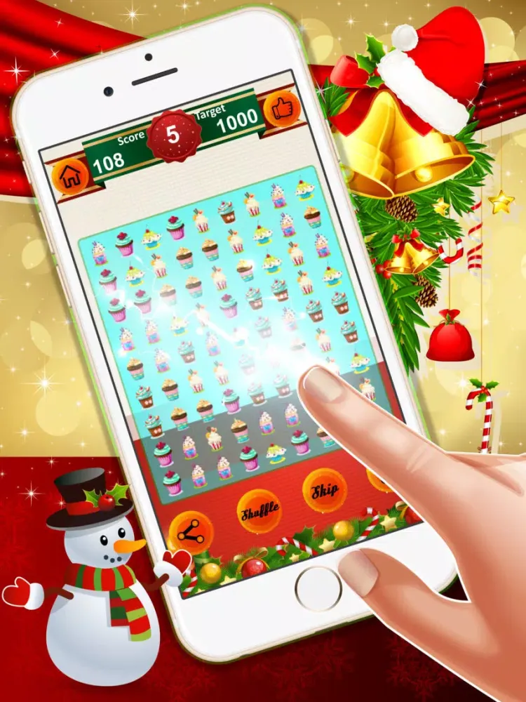 Cupcake Maneuver : - A match 3 puzzles for Christmas season iPad 应用截图