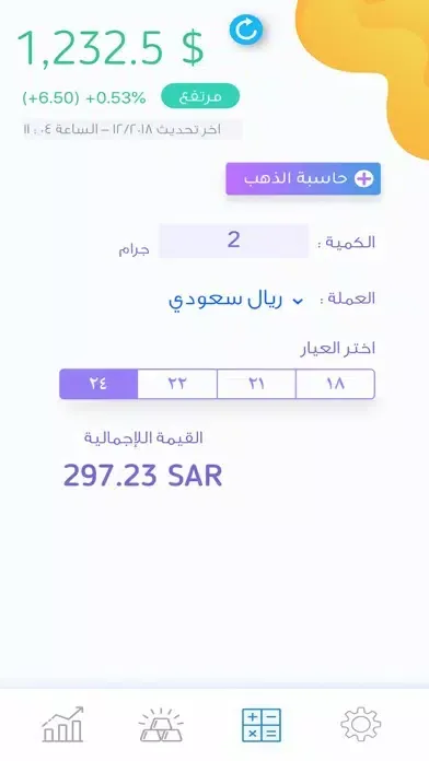 Tangkapan layar اسعار الذهب - مباشر