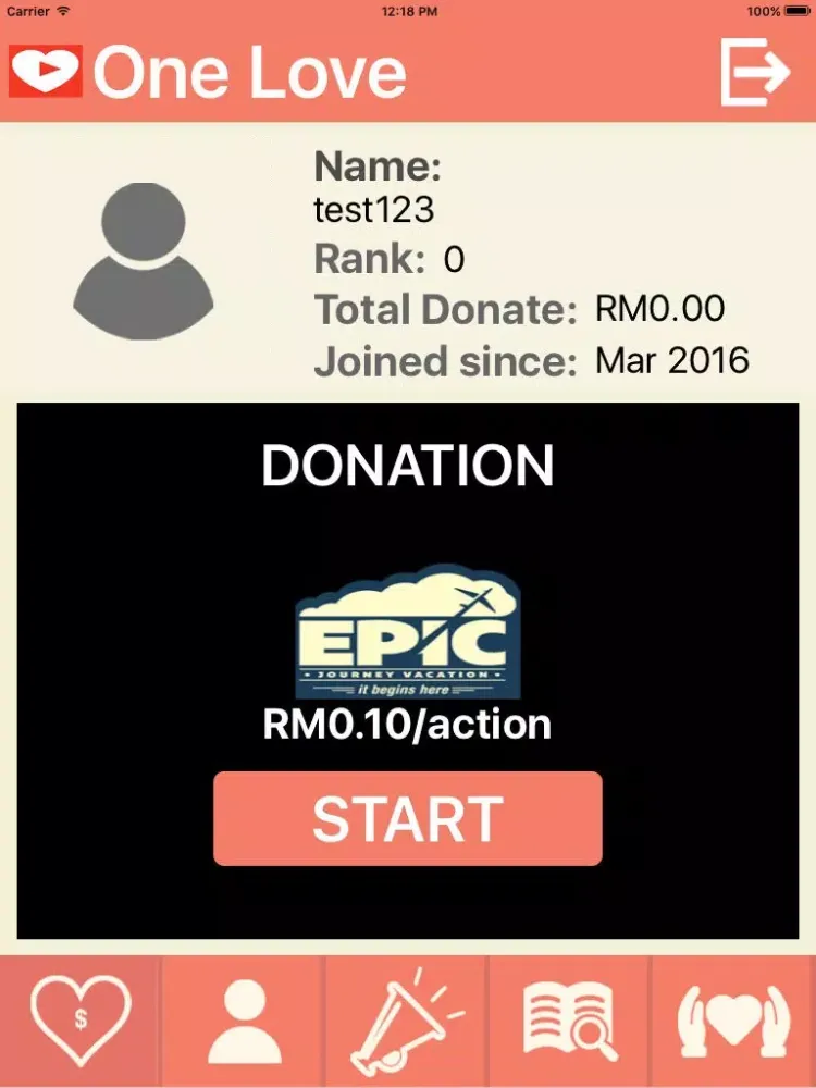 One Love Donation iPad 应用截图
