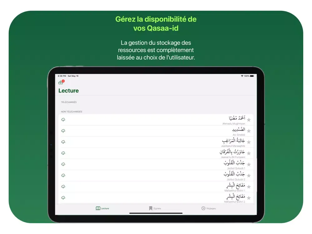 Ảnh chụp màn hình của Qasida Pro iPad 