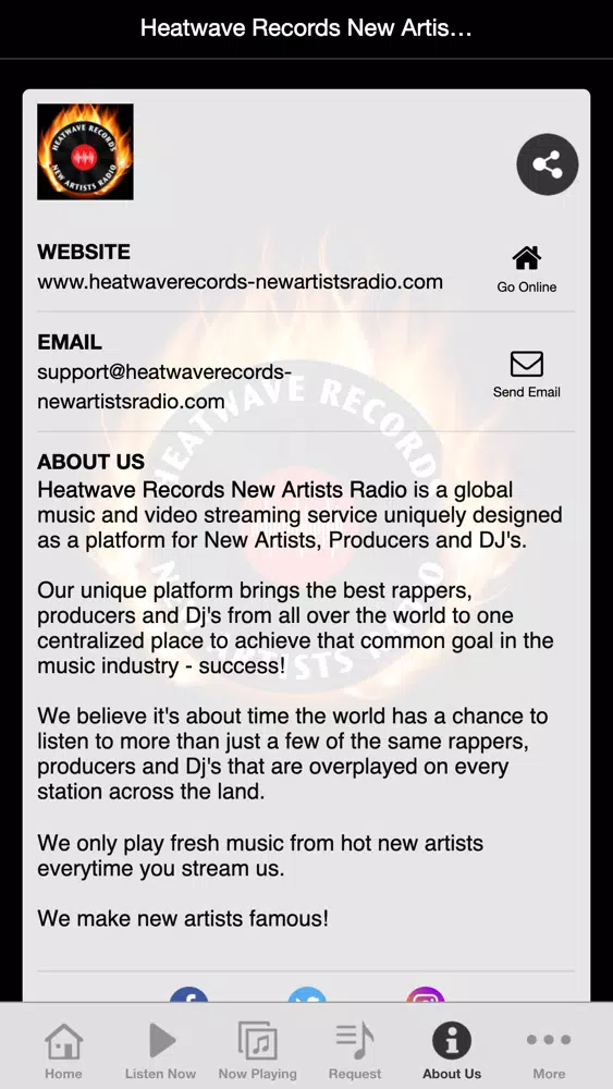 Captures d'écran de Heatwave Records New Artists