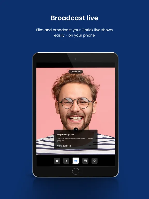 ภาพหน้าจอของ Qbrick Broadcaster iPad 