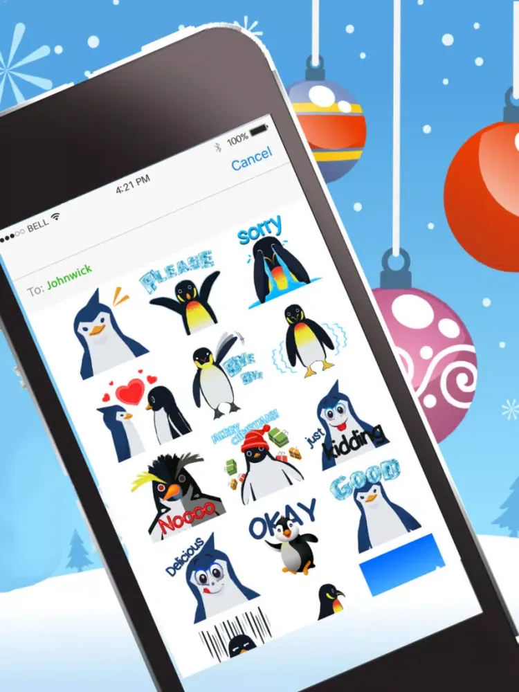 Capturas de tela do Penguins Stickers & Keyboard iPad 