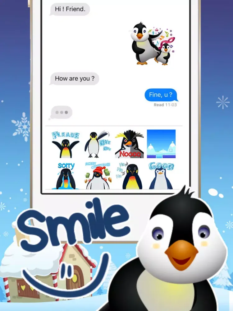 Capturas de tela do Penguins Stickers & Keyboard iPad 