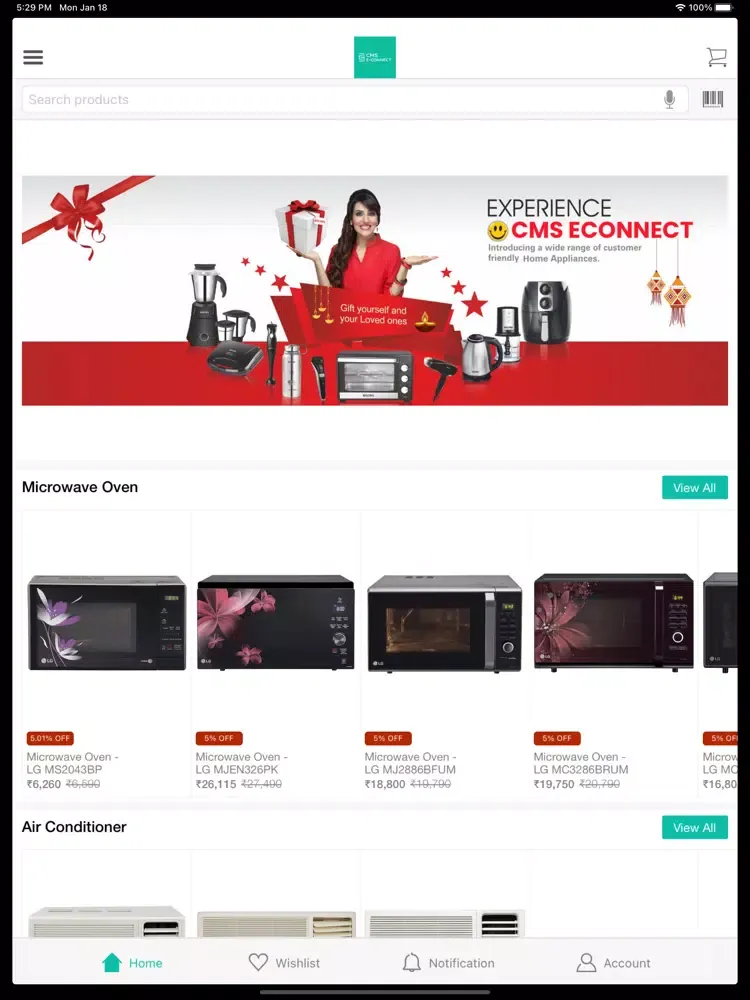 Screenshot di CMS E-CONNECT iPad 