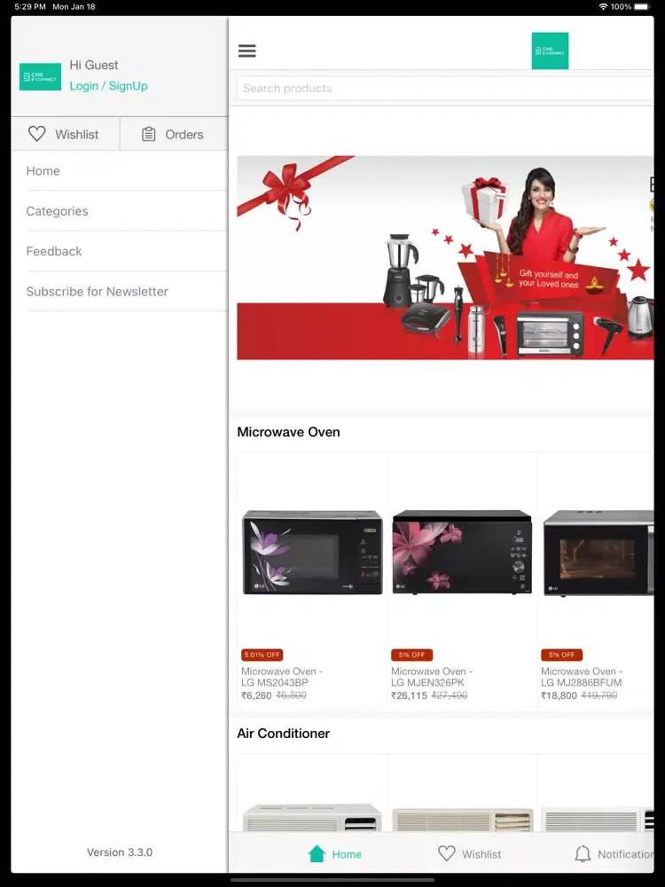 Screenshot di CMS E-CONNECT iPad 