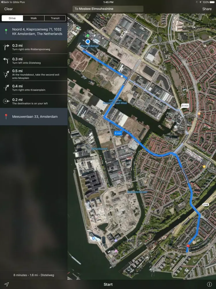 Tangkapan skrin KIBLA PLUS ● MOSLIM GEBEDSTIJDEN ● VOLLEDIG ADHAN ● MEKKA KOMPAS ● MOSKEEEN MET ROUTE iPad 