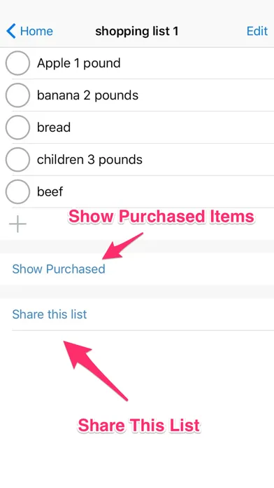 Shareable Grocery List - Supermarket Shoppinglist Screenshots