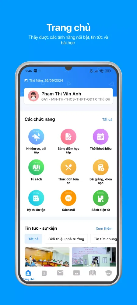 Tangkapan skrin eNetViet Học sinh