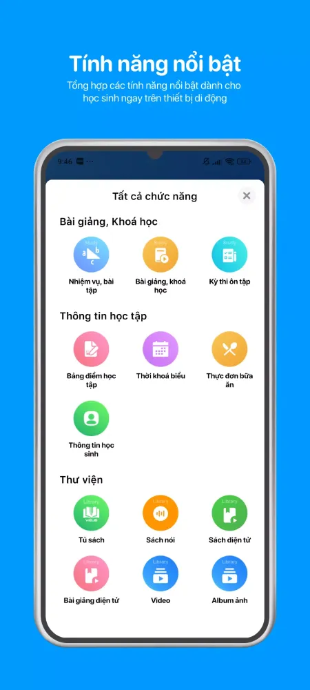 Tangkapan skrin eNetViet Học sinh