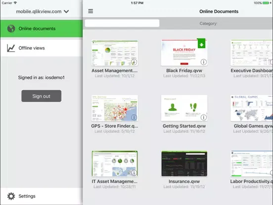 Captures d'écran de QlikView mobile iPad 