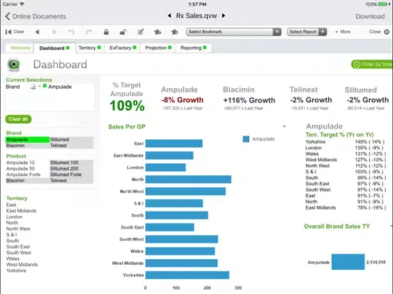 Captures d'écran de QlikView mobile iPad 