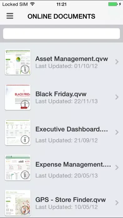 Captures d'écran de QlikView mobile