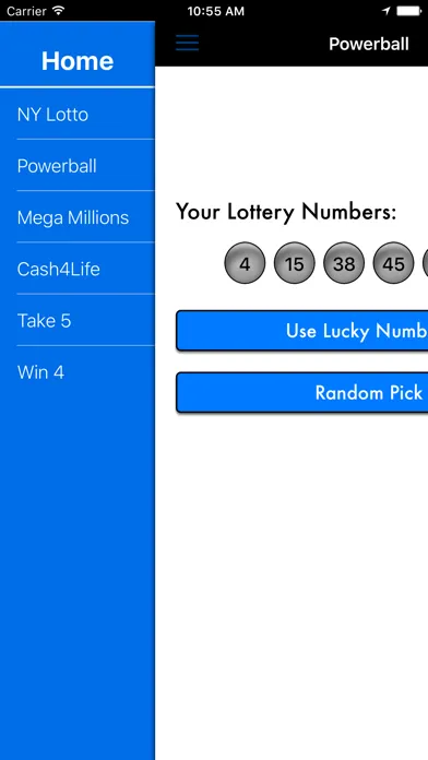 Tangkapan skrin NY Lotto & Powerball