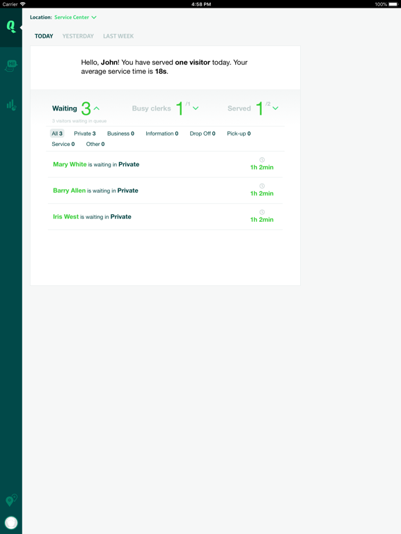 Скриншоты Qminder Dashboard iPad 