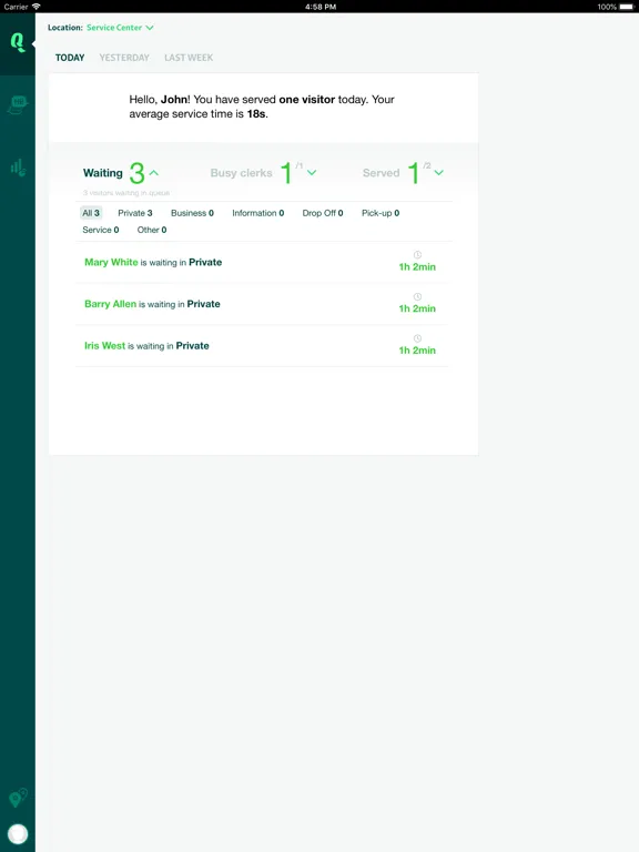Qminder Dashboard iPad 应用截图