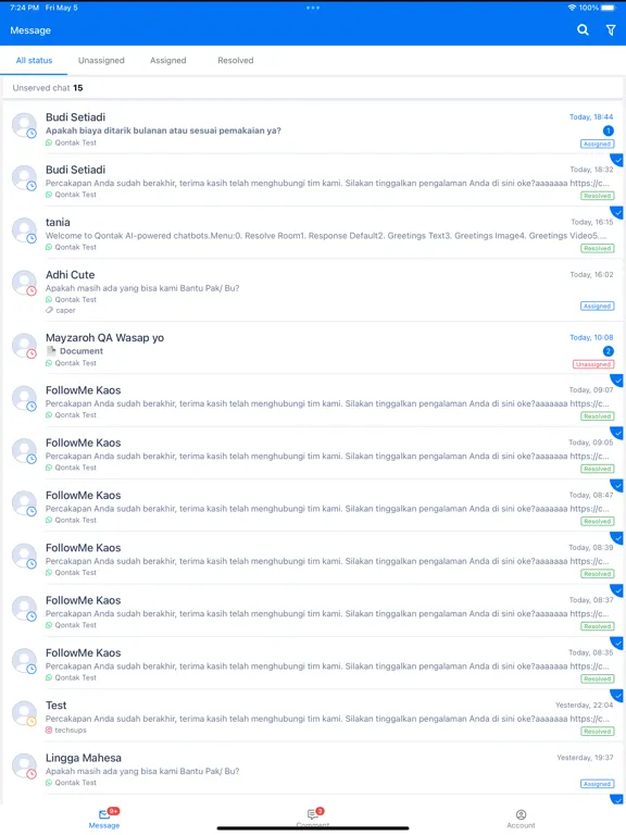 Tangkapan skrin Qontak Chat iPad 