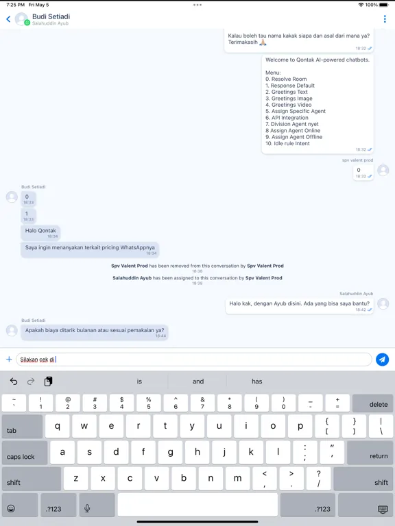 Tangkapan skrin Qontak Chat iPad 