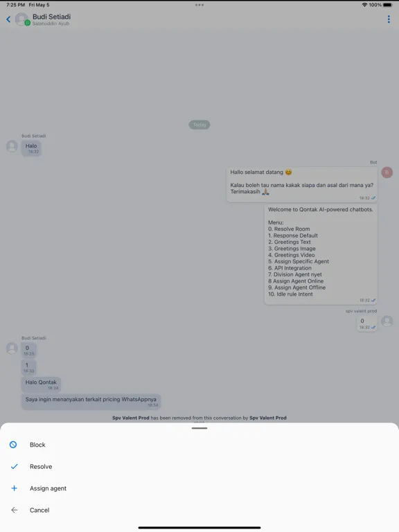 Tangkapan skrin Qontak Chat iPad 