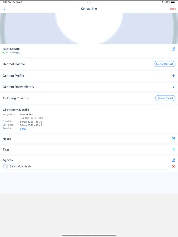 Tangkapan skrin Qontak Chat iPad 