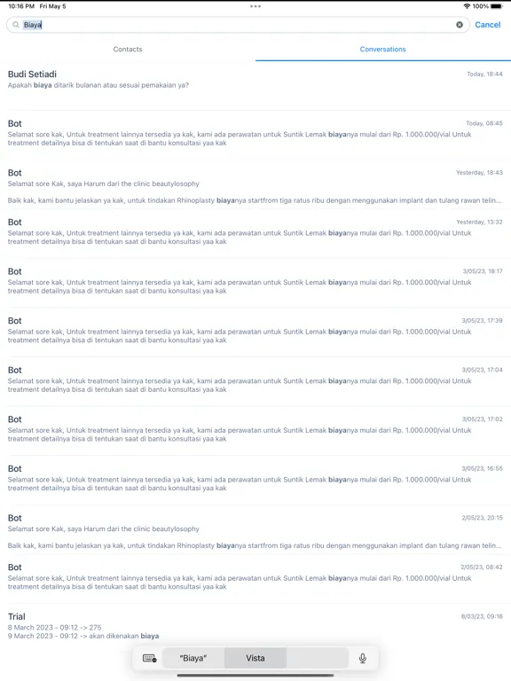 Tangkapan skrin Qontak Chat iPad 