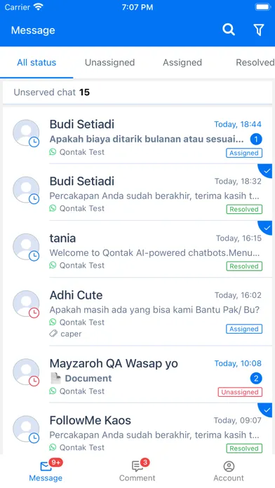 Tangkapan skrin Qontak Chat