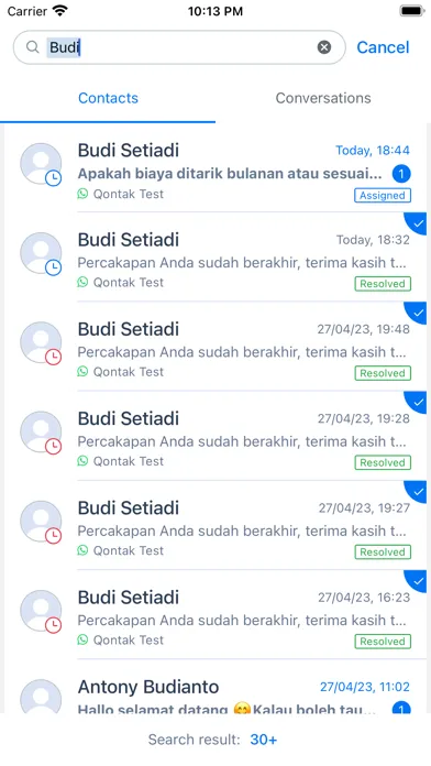 Tangkapan skrin Qontak Chat