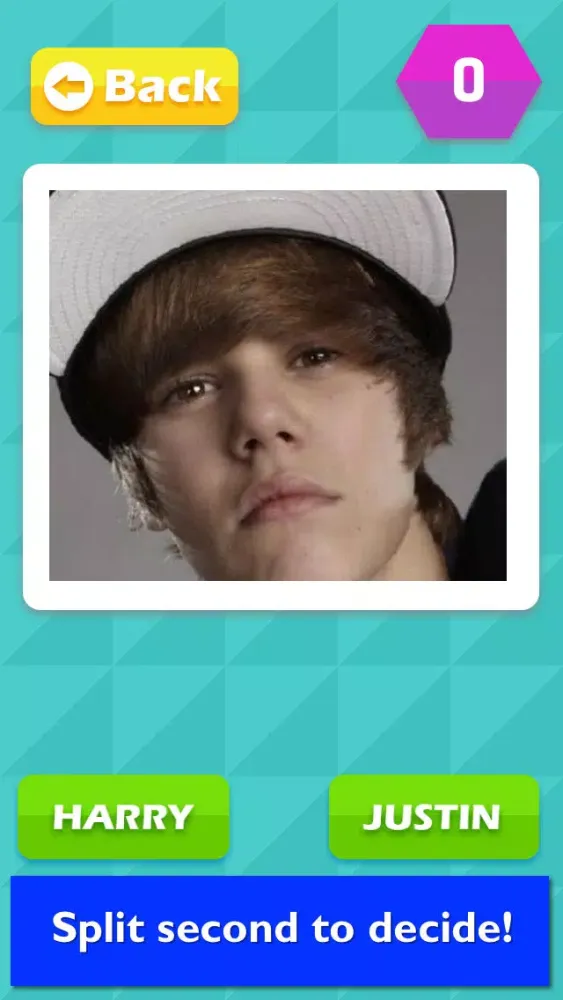 Zrzuty ekranu TicToc Pic: Harry Styles (One Direction) or Justin Bieber Edition - the Ultimate Reaction Quiz Game