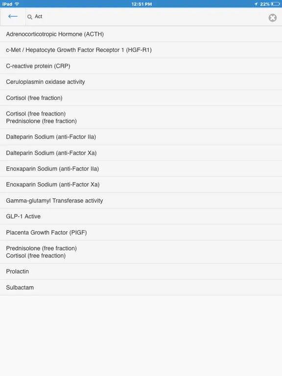 Ảnh chụp màn hình của QPS Assay Finder iPad 