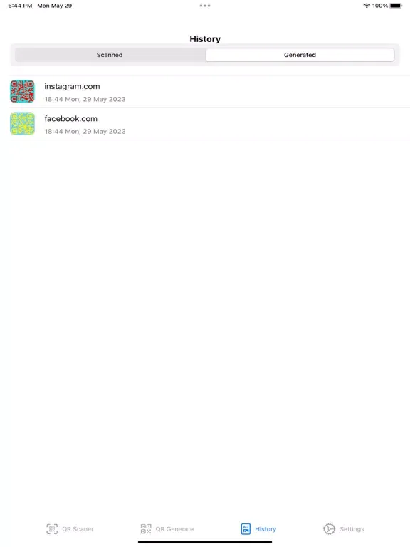 Ảnh chụp màn hình của QR Code - Scan & Generate iPad 