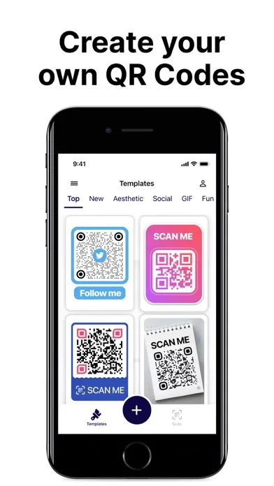 Capturas de tela do QR Code Generator.