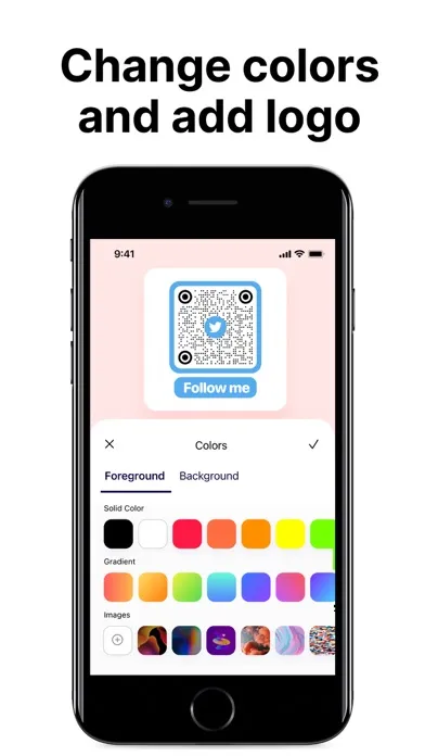 Capturas de tela do QR Code Generator.