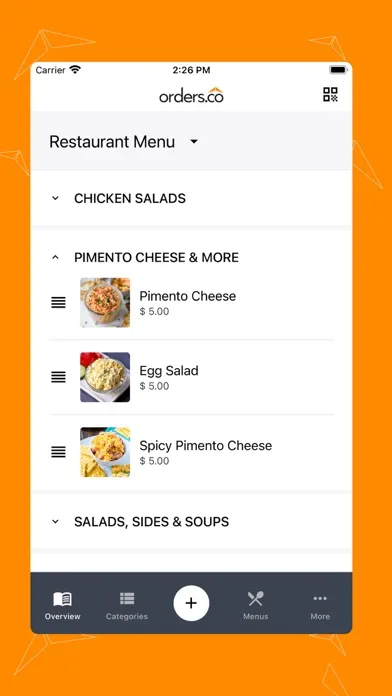 Capturas de tela do QR Menu Maker