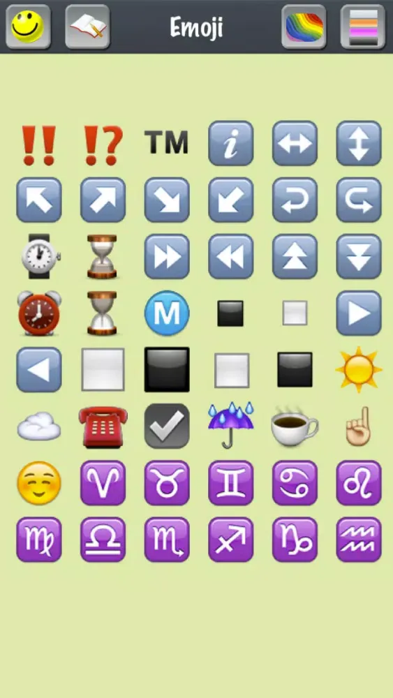 UI Button Design - Color Picker - Font List - Emoji Symbols – Cool Icon – Characters – Text Pictures – Smiley Emoticons - Files Screenshots