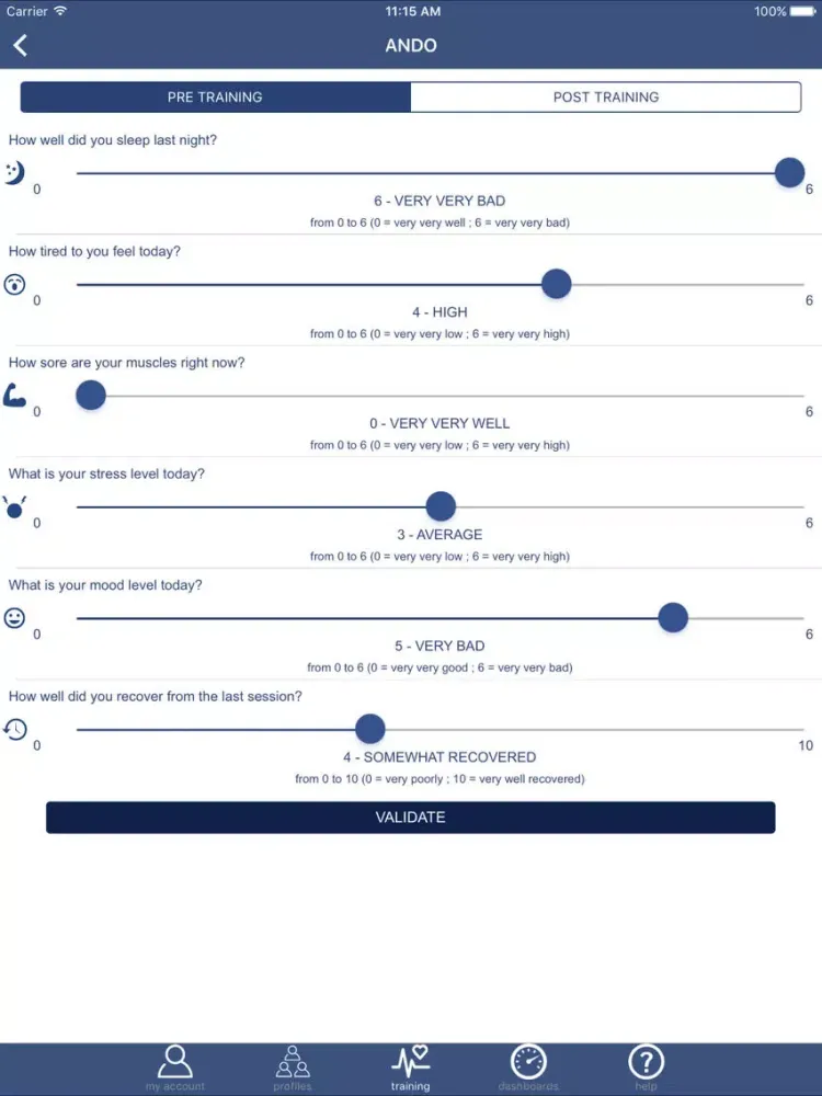 QSA RPE iPad  Screenshots