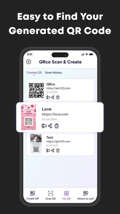 ภาพหน้าจอของ QRco: Scan & Generate QR Code