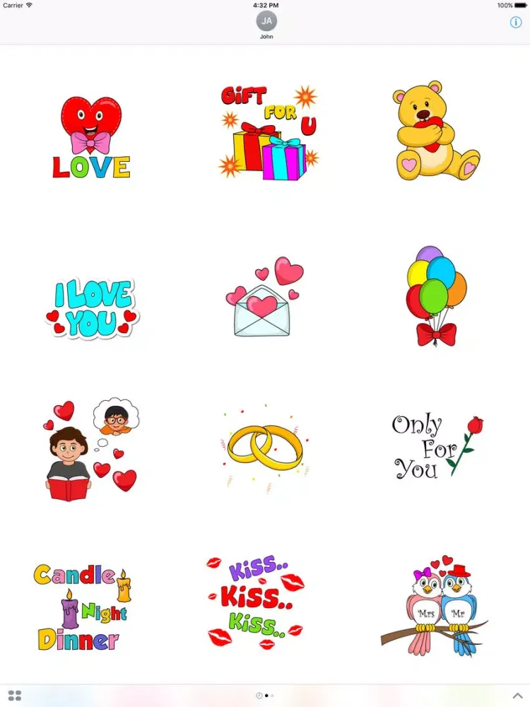 Romantic Valentine Stickers Pack iPad  स्क्रीनशॉट