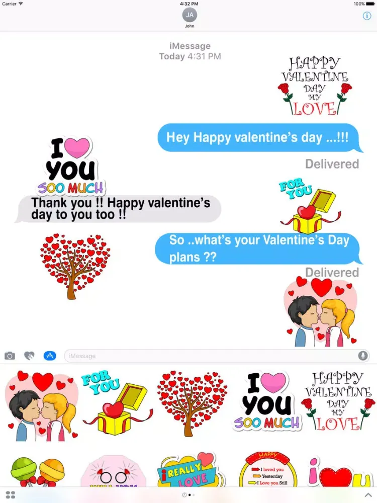 Romantic Valentine Stickers Pack iPad  स्क्रीनशॉट