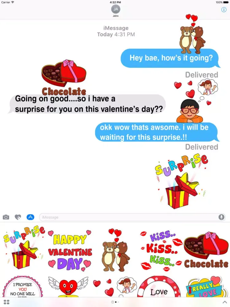 Romantic Valentine Stickers Pack iPad  स्क्रीनशॉट