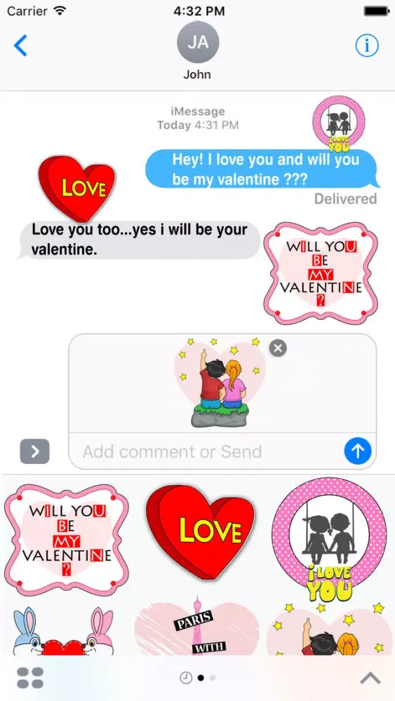 Romantic Valentine Stickers Pack स्क्रीनशॉट