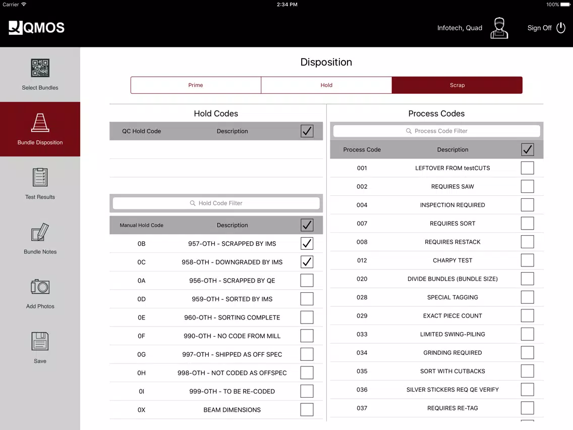Captures d'écran de QMOS Bundle Management iPad 