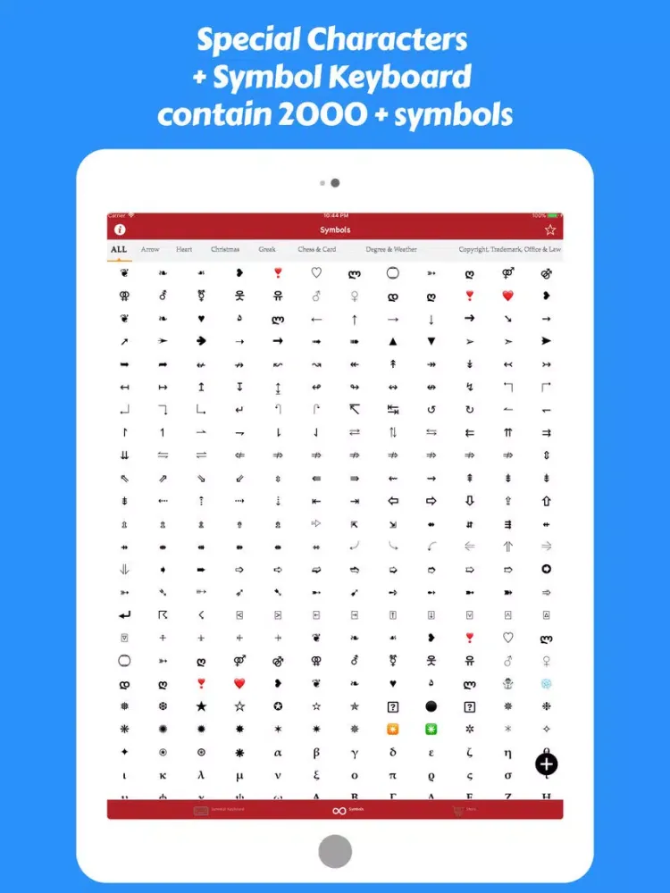 Tangkapan layar CharBoard-Symbols iPad 