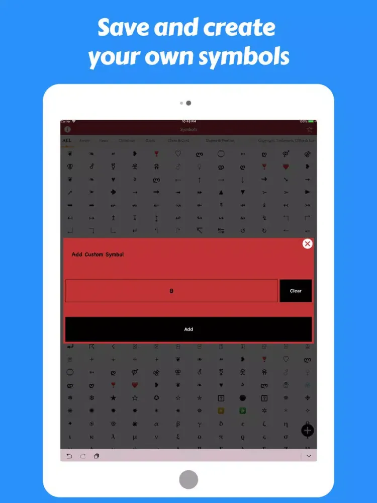 Tangkapan layar CharBoard-Symbols iPad 