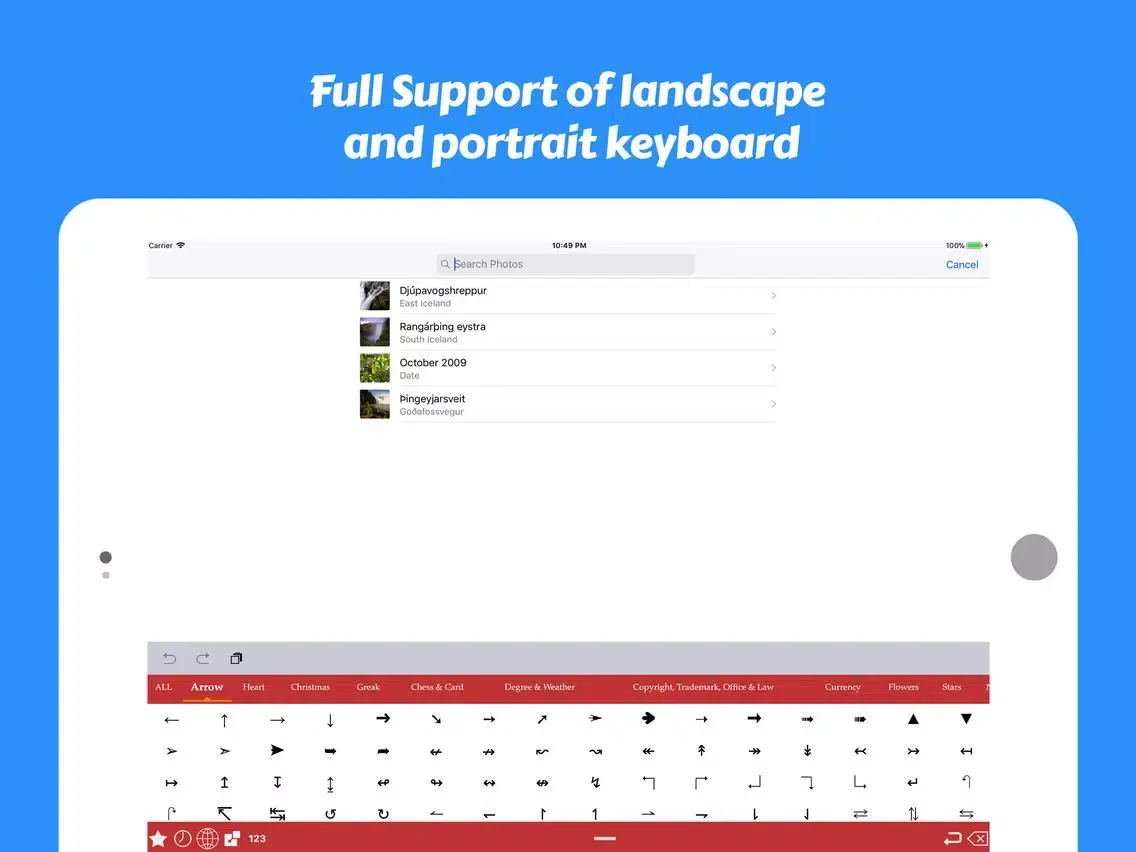 Tangkapan layar CharBoard-Symbols iPad 