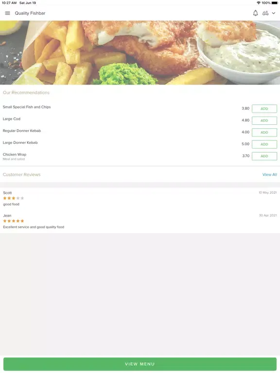 Quality Fishbar Clifton. iPad  Screenshots