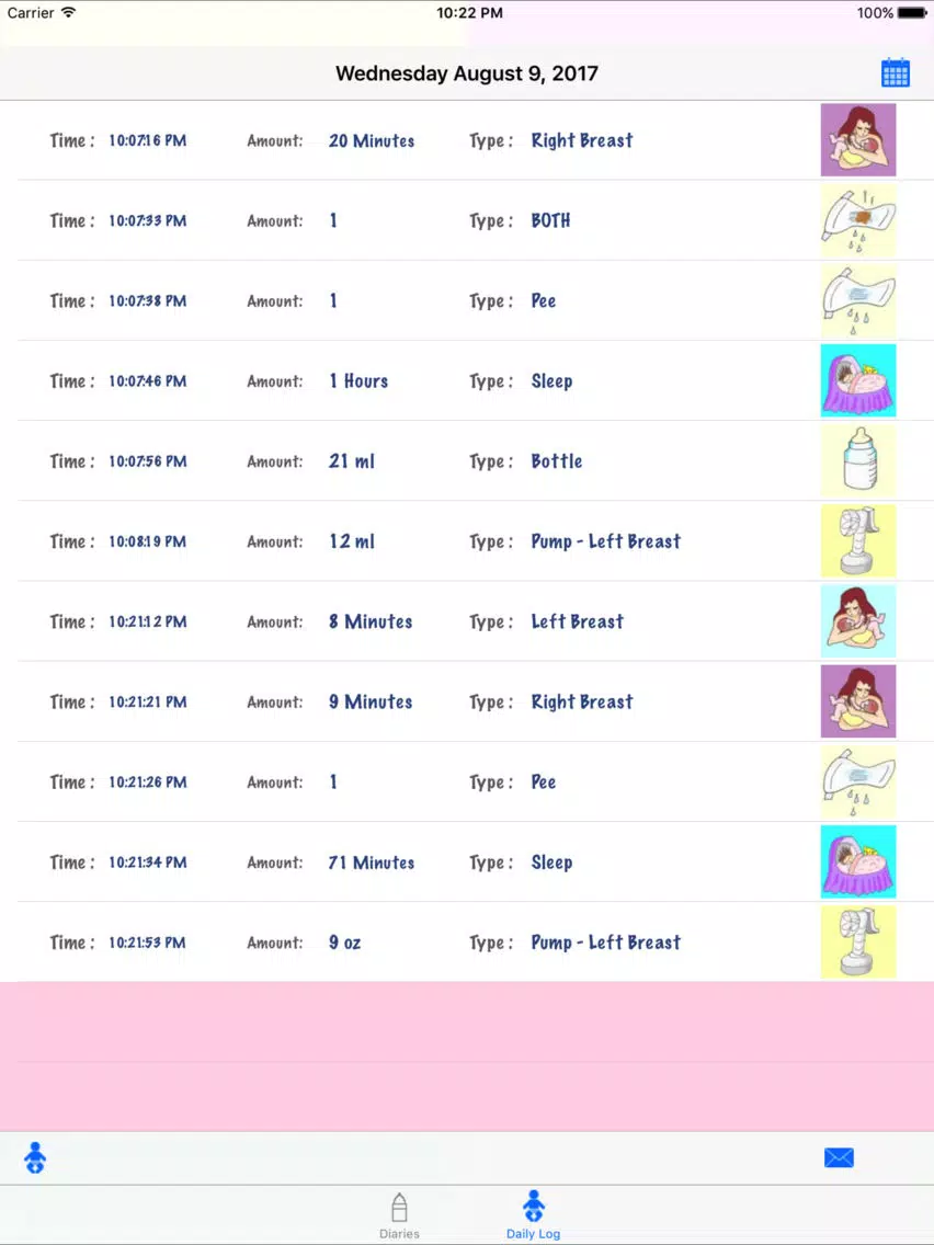 Baby's Diary iPad  スクリーンショット