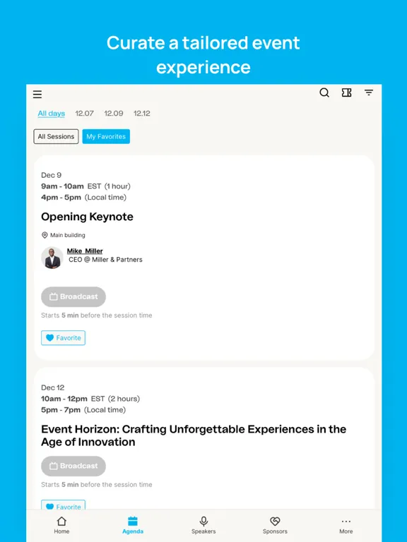 Ảnh chụp màn hình của Qualtrics X4 Summit iPad 