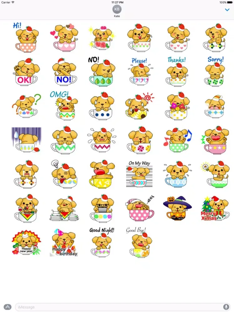Capturas de tela do Adorable Dog In Teacup Sticker iPad 